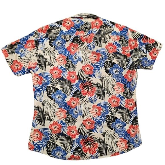 Men’s Shirt Size XL Hawaiian Button Up SHort Sleeve Red White Blue - Picture 2 of 5